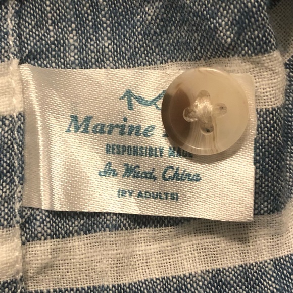 Marine Layer Causal Shirt Medium Cotton Blue White Stripes Half Button Down - Picture 8 of 9